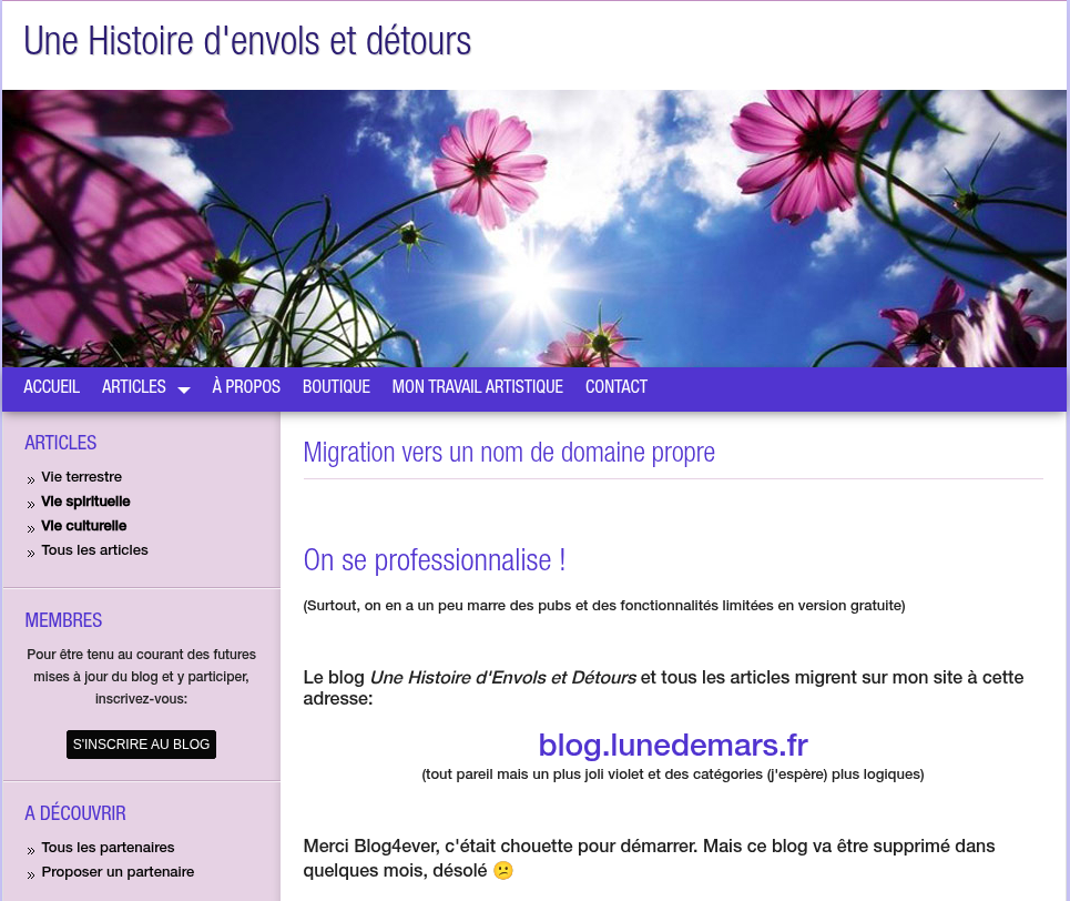 Article sur l'ancien blog informant de la migration
